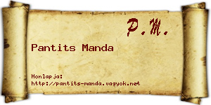 Pantits Manda névjegykártya
